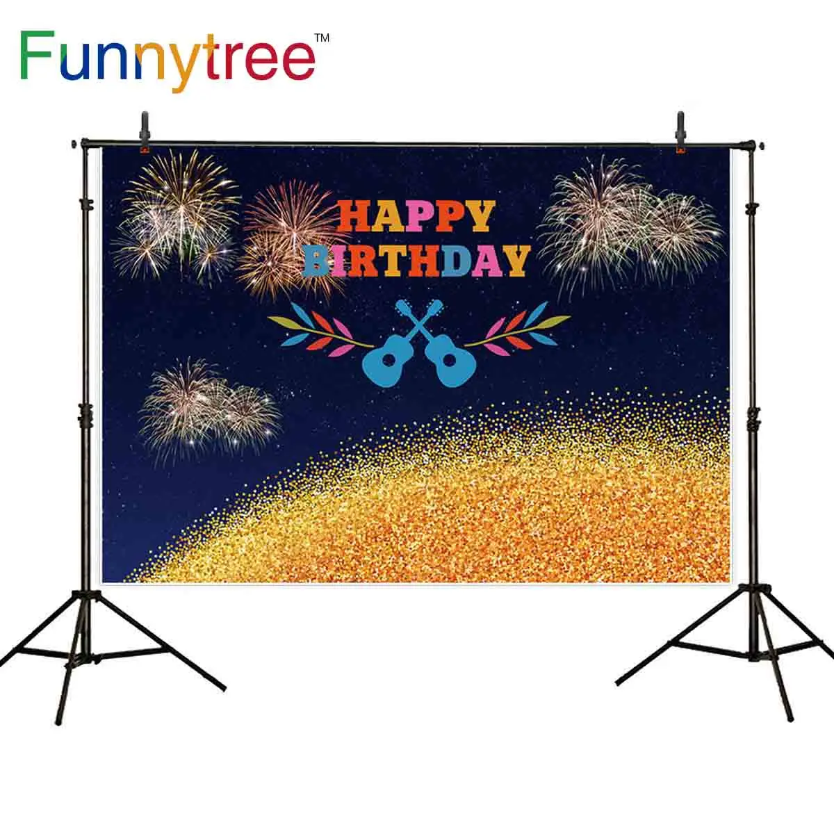 Funnytree vinyl photozone Fireworks Birthday Musical instrument Baby shower birthday Shinny photography studio Photo background