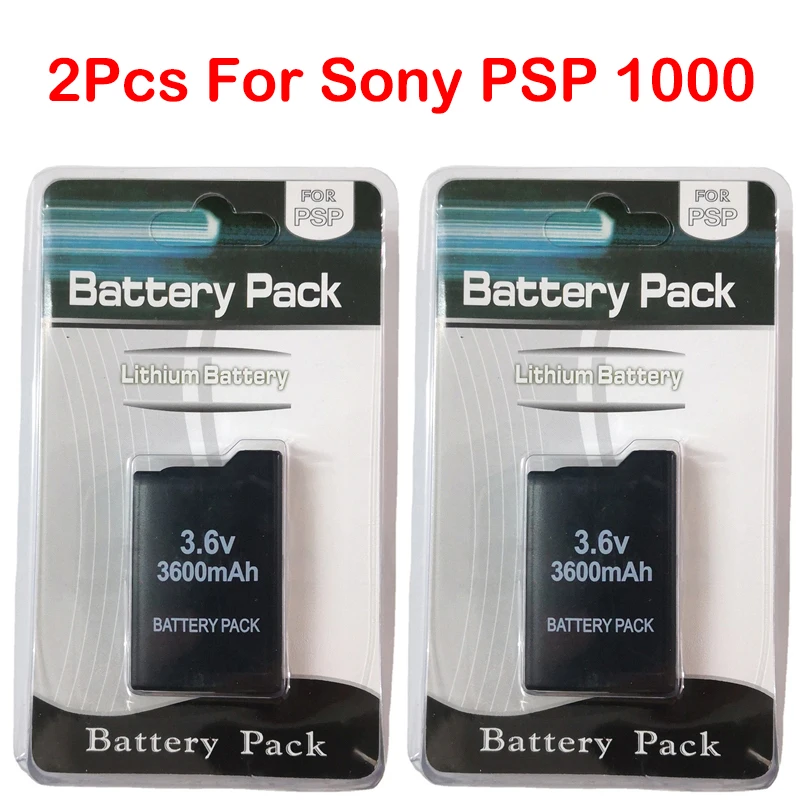 1pc/2pcs 3600mAh 3.6V Rechargeable Lithium Battery Pack for Sony PSP1000 PSP 1000 Console Gamepad Replacement Battery Batteries