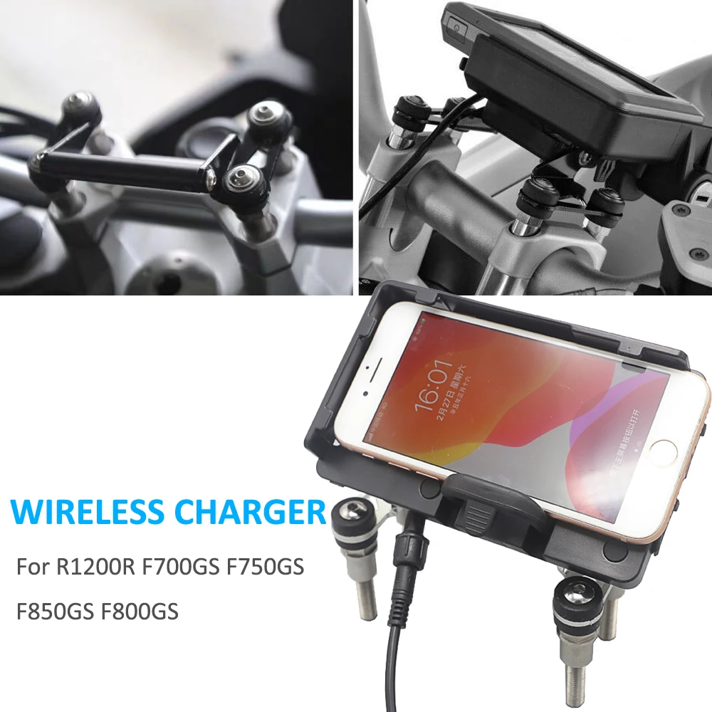 NEW For BMW R1200R F750GS F850GS F800GS F700GS Motorcycle Handlebar Mobile Phone WIRELESS CHARGING Navigation Bracket