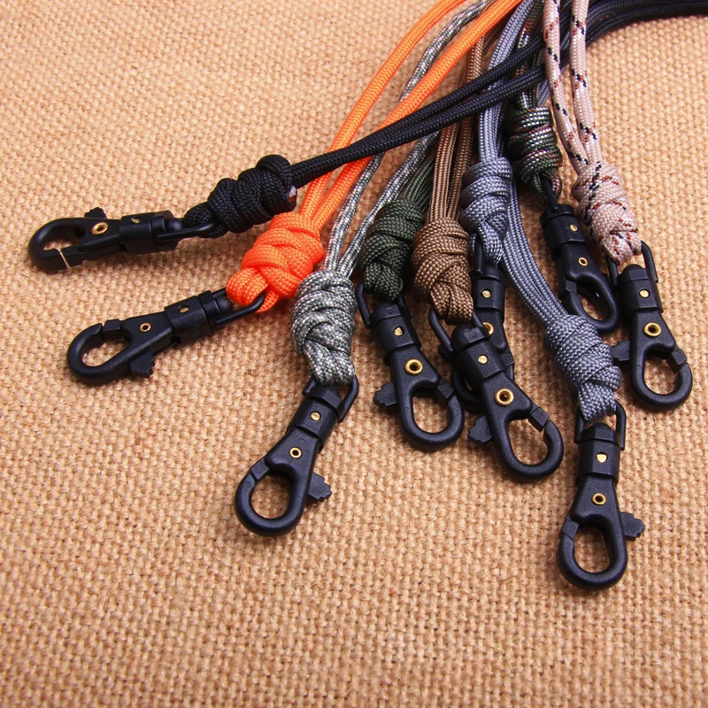 20/48cm Paracord Keychain Lanyard Triangle Buckle High Strength Parachute Cord Self-Defense Emergency Survival Backpack Key Ring