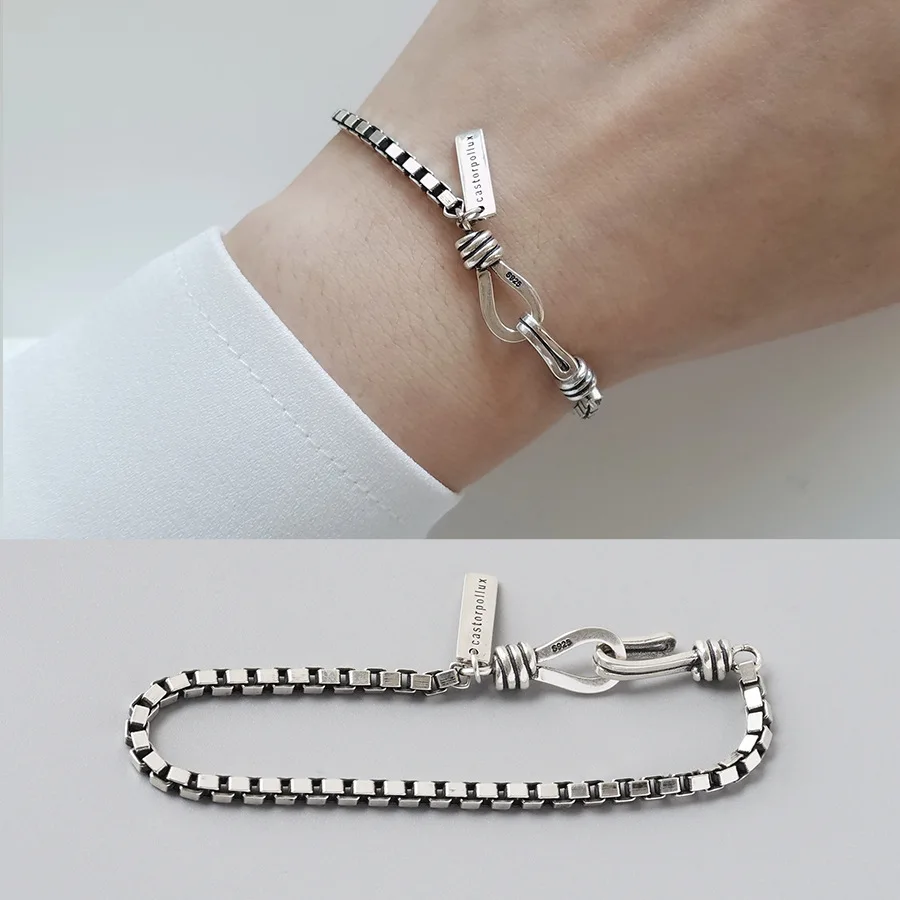 

S925 Sterling Silver Bracelet for Women Fashion Double Hook Bracelet for Girlfriend Birthday Jewelry Wholesale