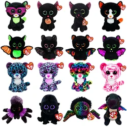 15 CM Ty Beanie Big Eyes Dark Cat Spider Bat Dragon Leopard Halloween Style Appease Baby Cute Plush Doll Toy Child Birthday Gift