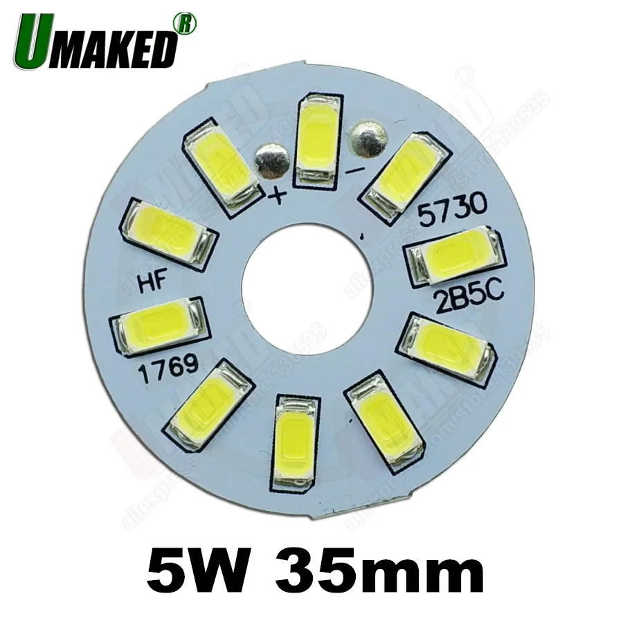 5pcs  3W 44mm 5W 35/44mm LED ball chip,led PCB with smd for bulb light, lighting source, aluminum plate base diy downlight lamp