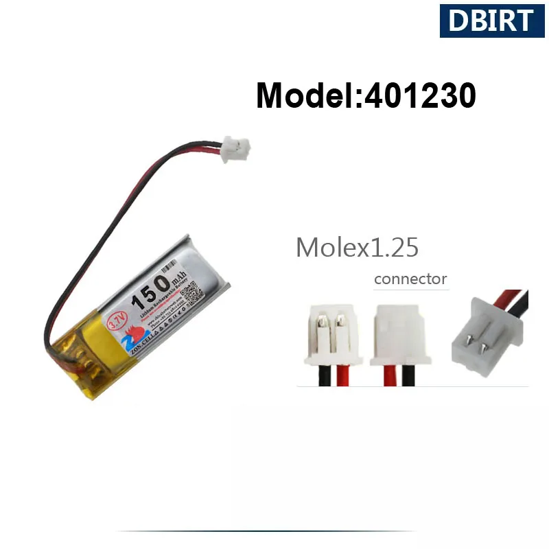 

150mAh LP401230 AHB401230 401230 041230 Molex1.25 Battery For MP3 Mini Device Pen Recorder Bluetooth Smart Watch