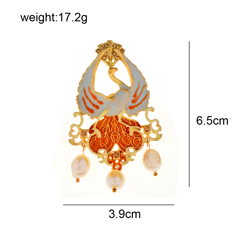 CINDY XIANG Chinese Feng Pingan Lock Wealth And Good Fortune Brooch Pin Good Luck Jewelry Pearl And Rhinestone Good Gift