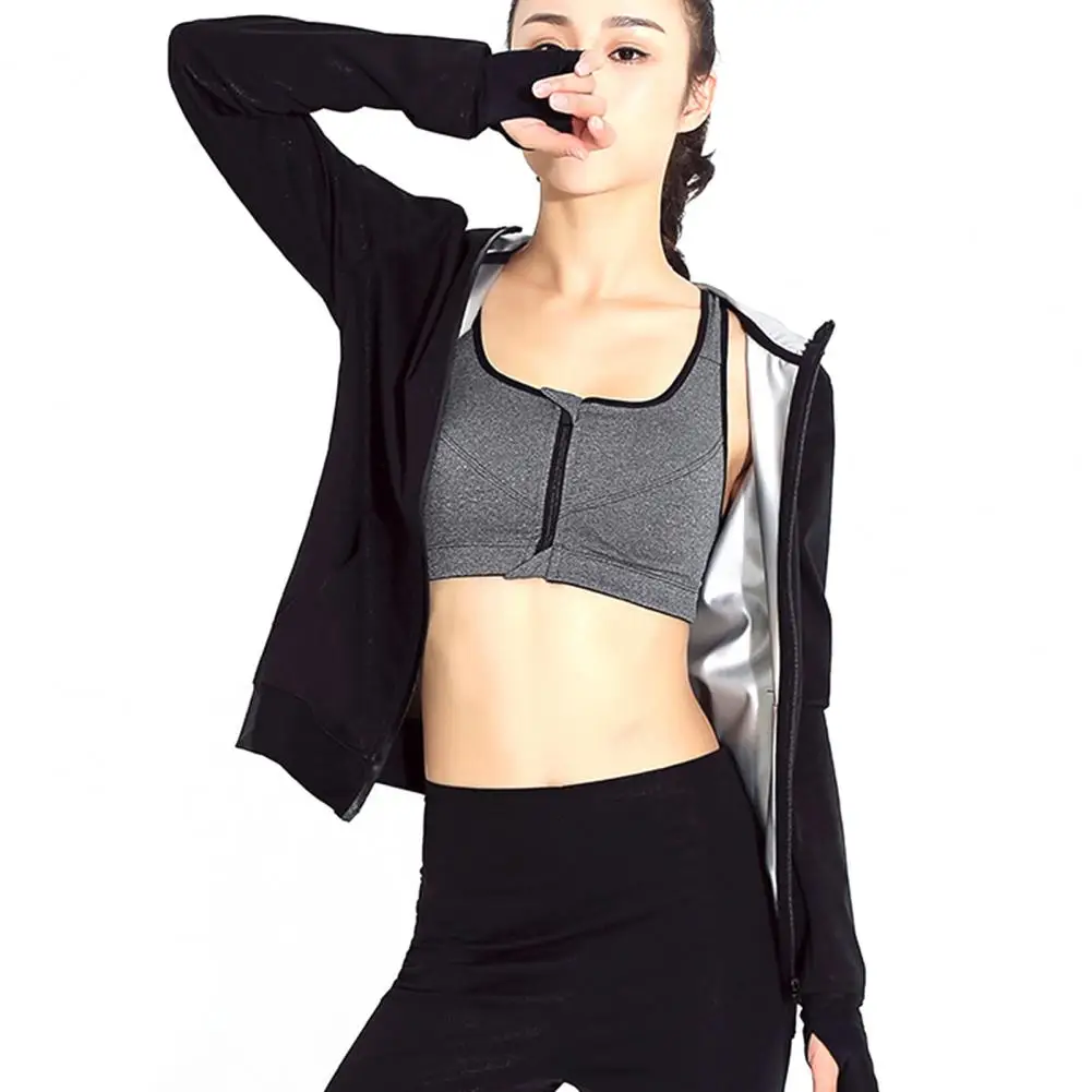 Women Sauna Suit Ultra Thin Fast Sweating Polyester Weight Loss Sports Suit Casual Women Exercise Matching Set