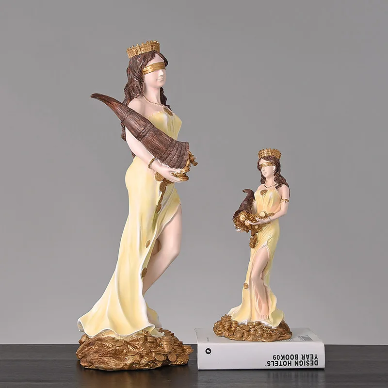 European Sculpture Figures Resin Crafts Goddess Of Destiny Angel Copper Furnishings Home Decoration