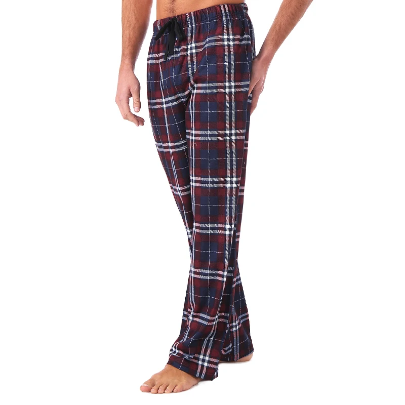 Pantalones de casa para hombre, franela de algodón, pantalones cálidos para dormir para otoño e invierno, pantalones de pijama con estampado a cuadros de talla grande para hombre