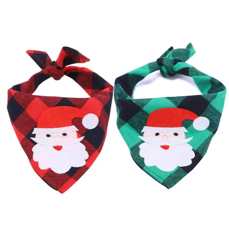 Christmas Dog Bandana Elk Printed Pet Washable Decoration Scarf Bibs Pet Accessories Saliva Towel Pet Collar Napkin SN3408