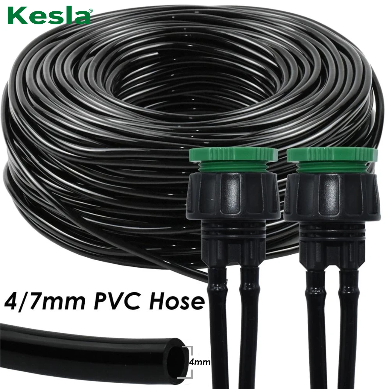 KESLA 5-50M MIX 4/7mm Watering PVC Hose Garden 1/4inch Tubing Pipe 1/2 & 3/4in Connector for Flower Irrigation System Greenhouse