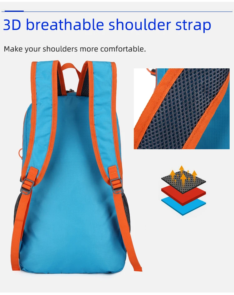 22L tragbarer faltbarer Rucksack, zusammenklappbare Bergsteigertasche, ultraleicht, Outdoor, Klettern, Radfahren, Reisen, Rucksack, Wandern, Tagesrucksack – Detail 12