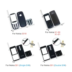 Komple ön kapak klavye Nokia X1 X1-00 X1-01 3310 301 çift Sim pil arka kapak yüksek kalite konut case tuş takımı