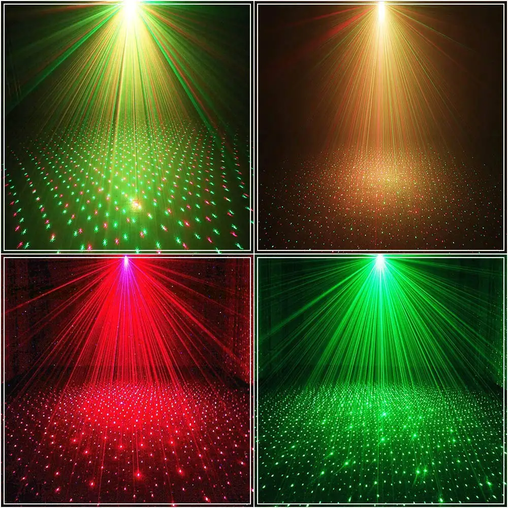 DJ Disco Party Light LED Flashing Stage Effect Light Green Red Voice Control Spotlight Lamp for Christmas Wedding Bar Beam Lamp