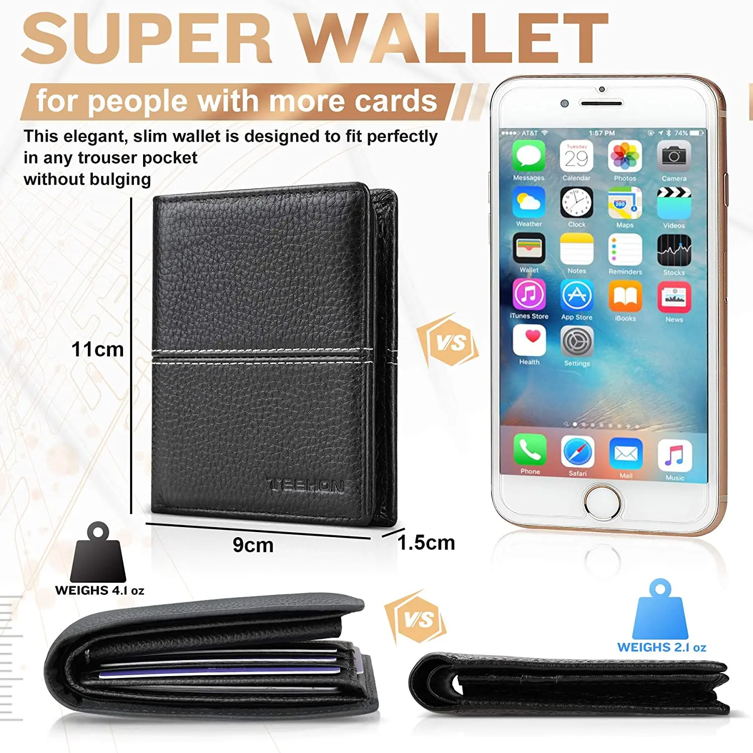 Casual Soft Genuine Leather Wallet Men RFID Black Purse Coin Card Holder