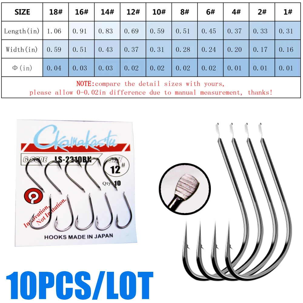 10pcs/lot  black Maruseigo Hook 1#-18#  No Ring Carp Fishing Hooks Seawater and Fresh Water Hooks