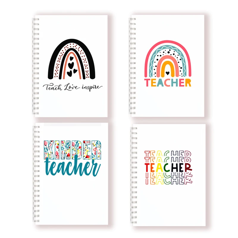 Teach Love Inspire - Spiral Notebook Rainbow Note Book Writing Pad Journal Teacher Life Day Gift Appreciation Floral Design DIY