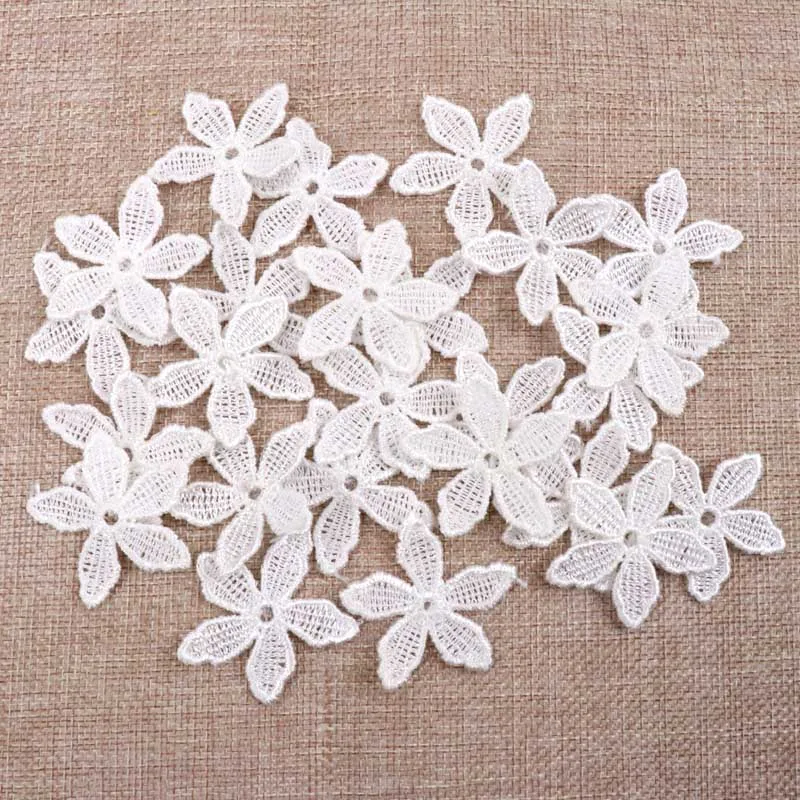 20pcs Beautiful flower White Color Lace Trim Embroidered Lace Ribbon Accessories Decoration Sew On Guipure Lace DIY 40mm