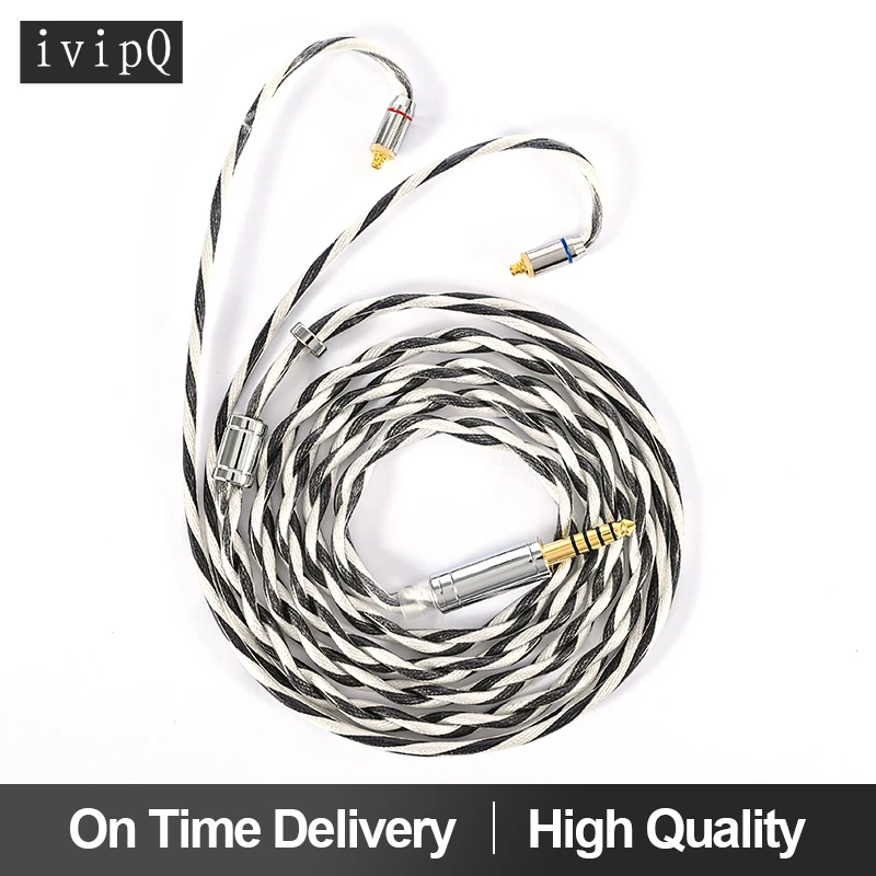 ivipQ 2-Core 5N LITZ Silver-Plated Coaxial Cable Replacement Headset Upgrade Cable MMCX/2PIN Interface, For ZAX ZSX AS12 AS16 T1