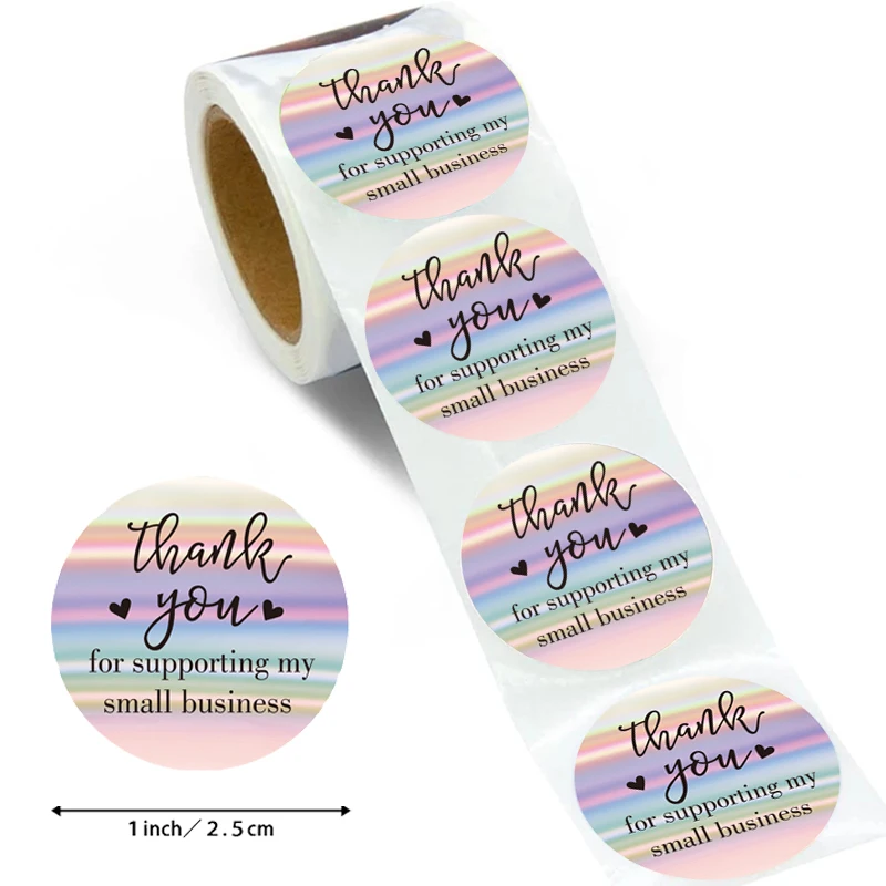 500Pcs/roll 6 Designs Laser Thank You for Your Order Stickers Business Pretty Things Great Taste Package Decor Seal Labels