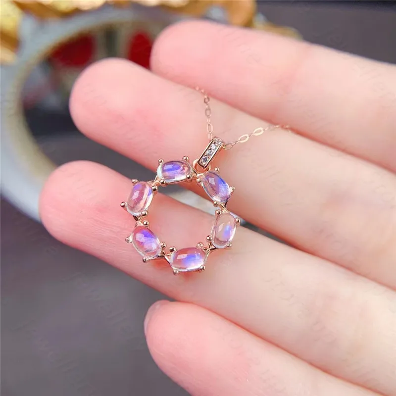 

Ladies New Natural Moonstone 925 Silver Pendant Brooch Dual-use Fashion Trend Simple Atmosphere