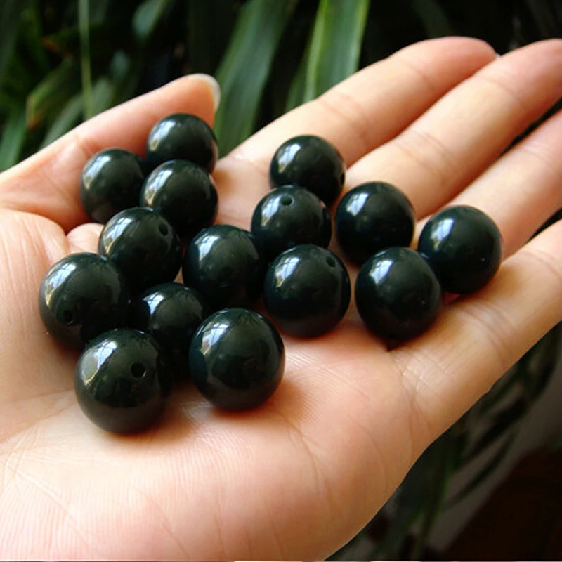 10pcs Round Natural Xinjiang Hotan Jade Beads 6/8/10/12/14/16/18/20mm Loose Stone Bead For Jewelry Making DIY Bracelet Necklace