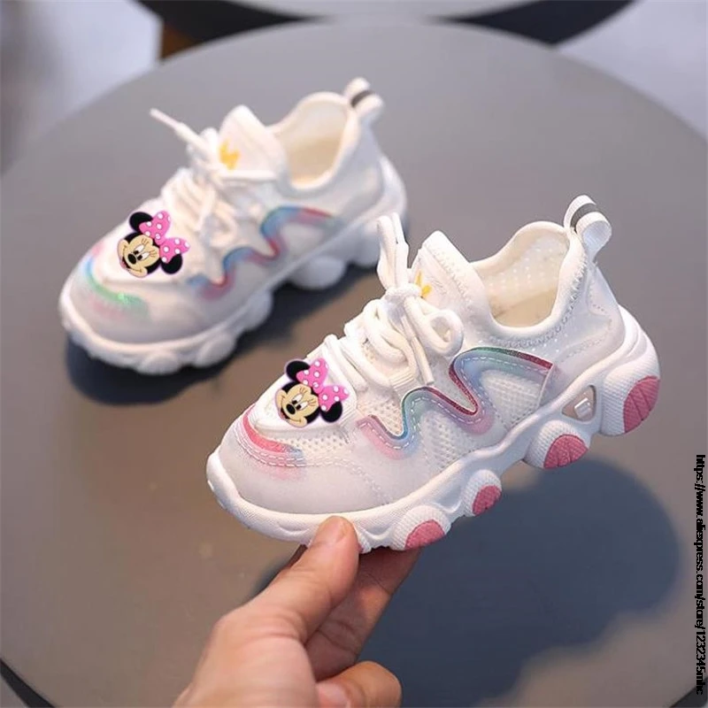 Spring/Autumn Mickey Minnie Girls Boys Toddler Shoes Casual Infant Sport Shoes Soft Bottom Comfortable Breathable Kid Sneaker