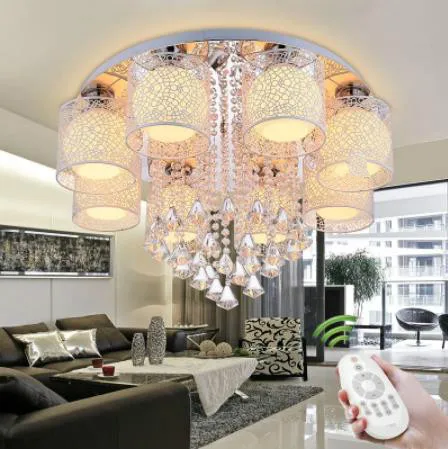 

New Round Crystal Ceiling Light For Living Room Indoor Lamp with Remote Controlled luminaria home decoration Free Shipping