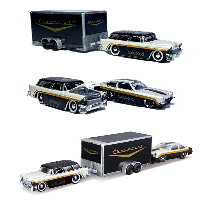 Maisto 1:64 Design Team Haulers Volkswagen Van Samba Car Trailer Volkswagen Beetle Car model collection gift Toy boy