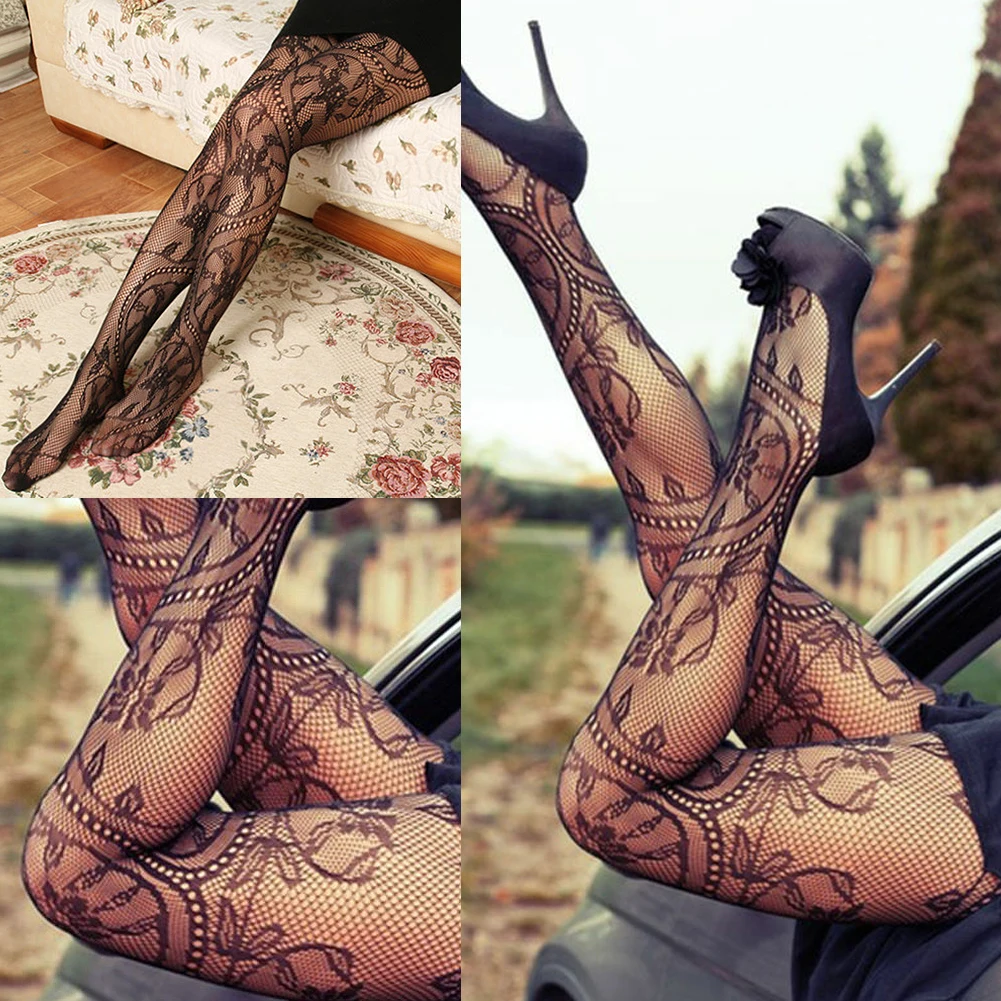 Summer Hot Sale Women Stockings Fashion Black Fishnet Pattern Jacquard Pantyhose Tights Floral Totem Tights Sexy Stocking