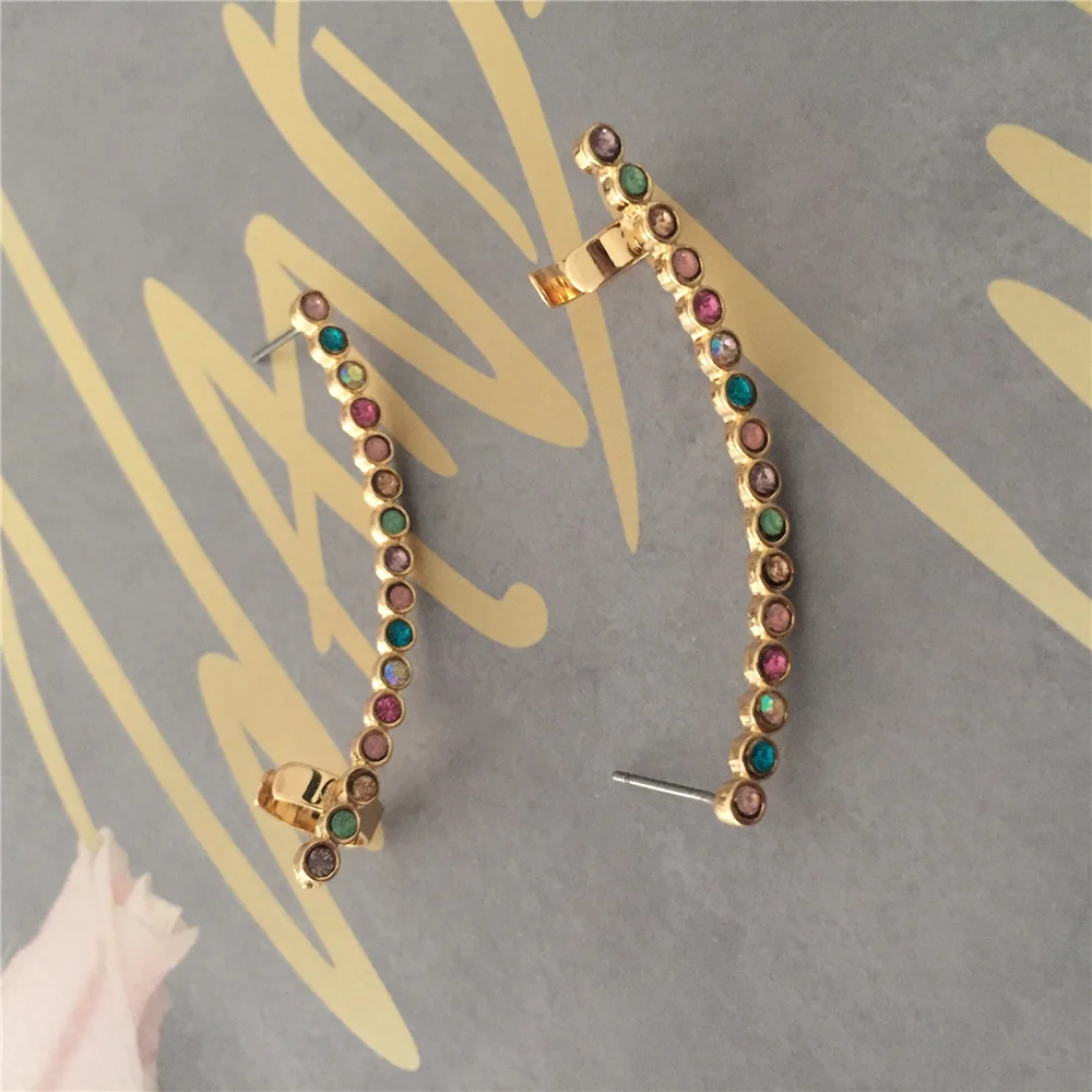 1pcs Multi Color Pastel Rainbow Ear Clip Earrings for Women Ear Cuff Jewelry Gold Color Vintage Clip Earring Brincos Bijoux Gift