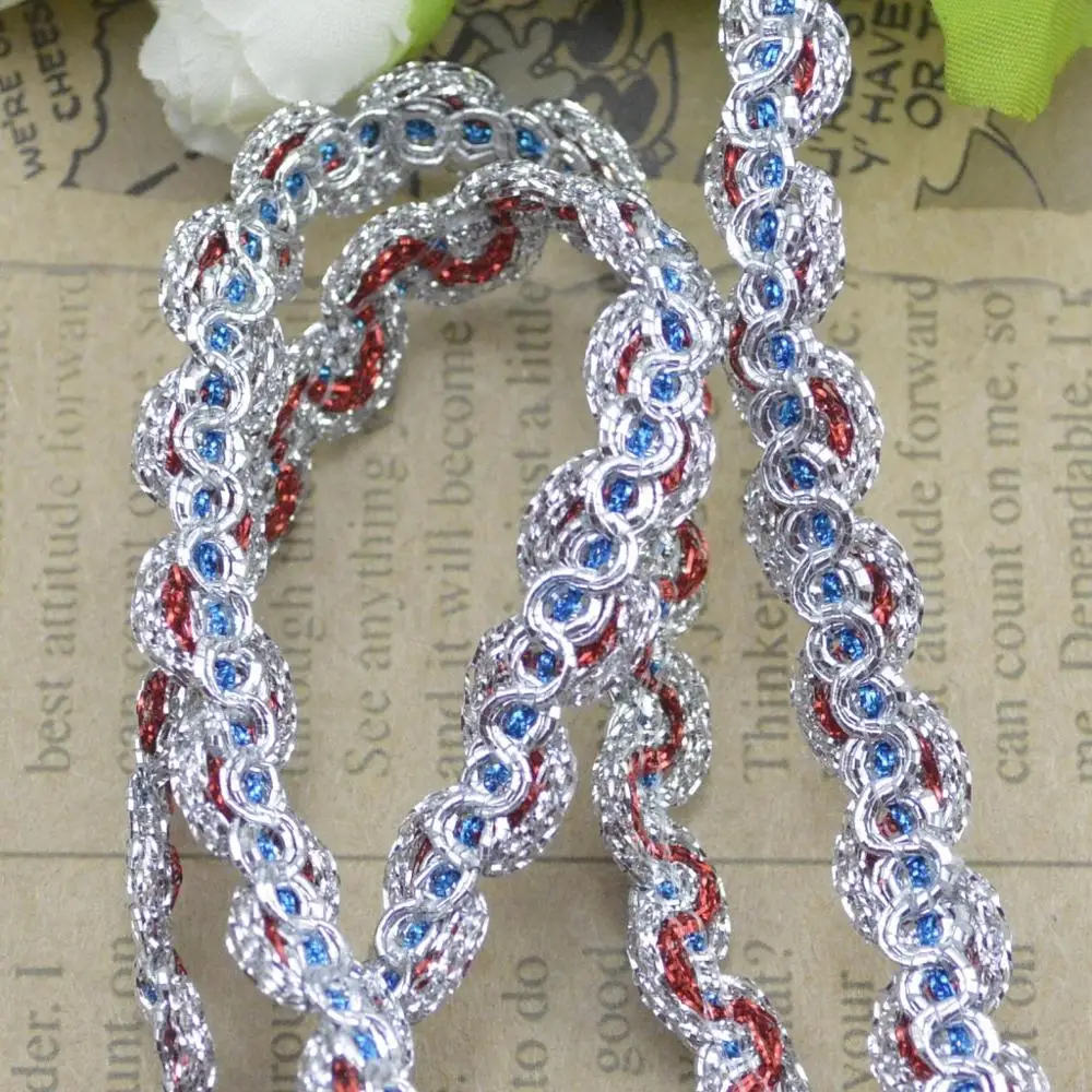 5m Gold Silver Lace Trim Ribbon Curve Lace Fabric Sewing Centipede Braided Lace Wedding Craft DIY Clothes Accessories Home Decor
