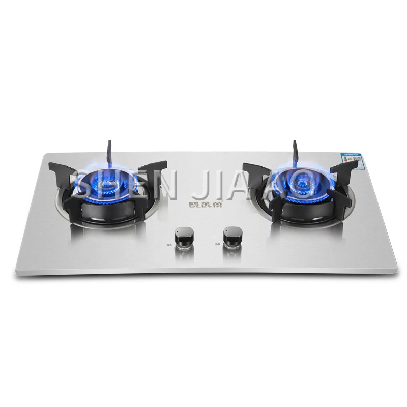 

Desktop embedded dual-purpose gas stove Thick stainless steel brushed panel natural gas gas liquefied gas stove Kitchen stove