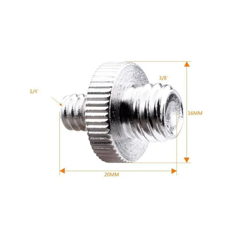 Adaptador rosca para tripé, acessório parafuso para câmera, metal 1/4 "macho para 1/4" 3/8"