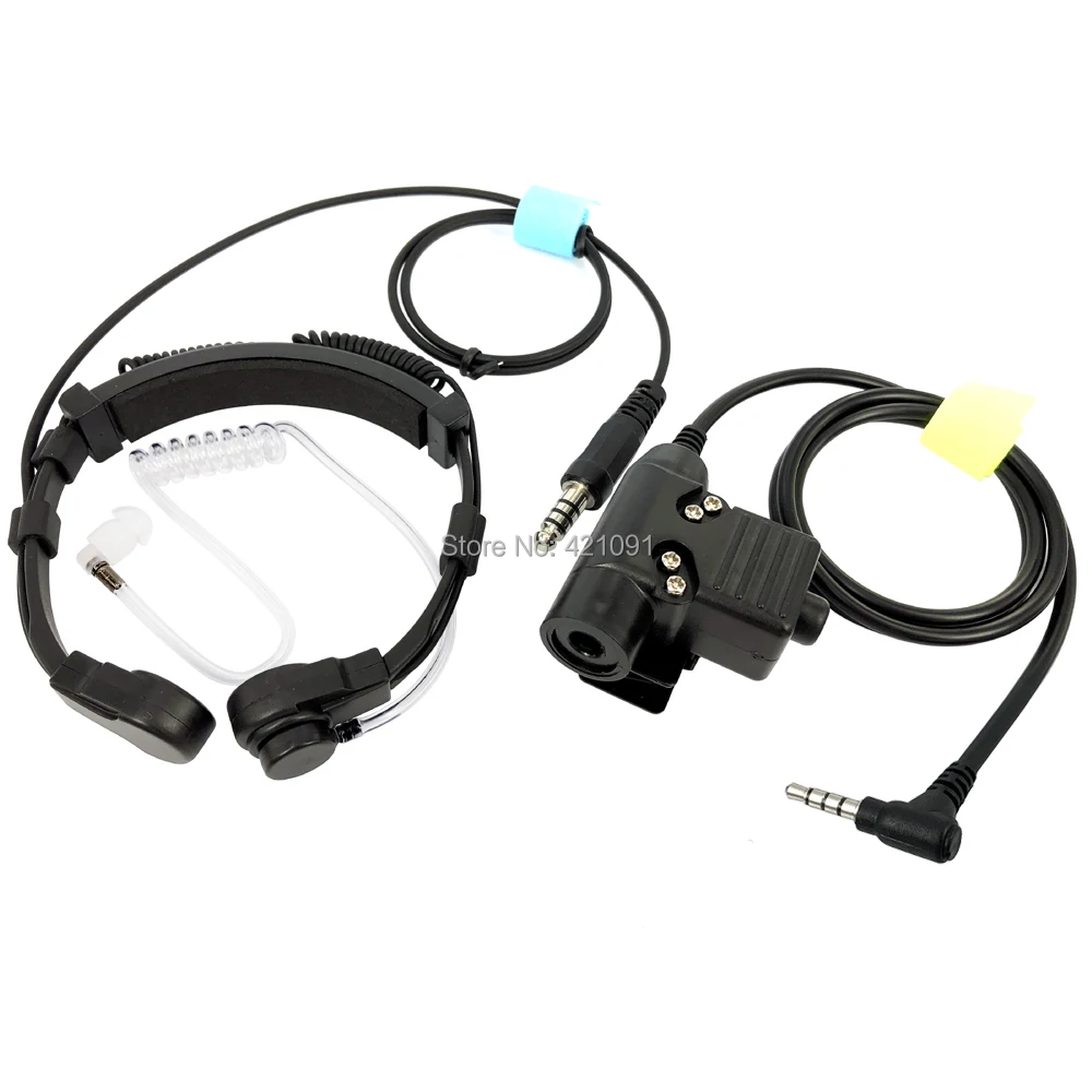 Tactical Headset for Yaesu VX-3R FT-60R FT1DR Talkie Microphone Heavy Duty U94 PTT Neck Throat Mic Earpiece Radio Nato