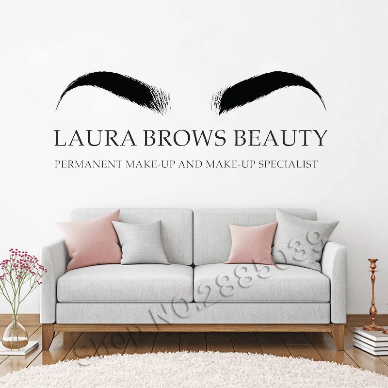 

Salon Beauty Women Beautiful Stickers Decor Eyebrow Eyelashes Decal Gift Art Vinyl Decal Makeup Beautysalon Poster Sticker LL152