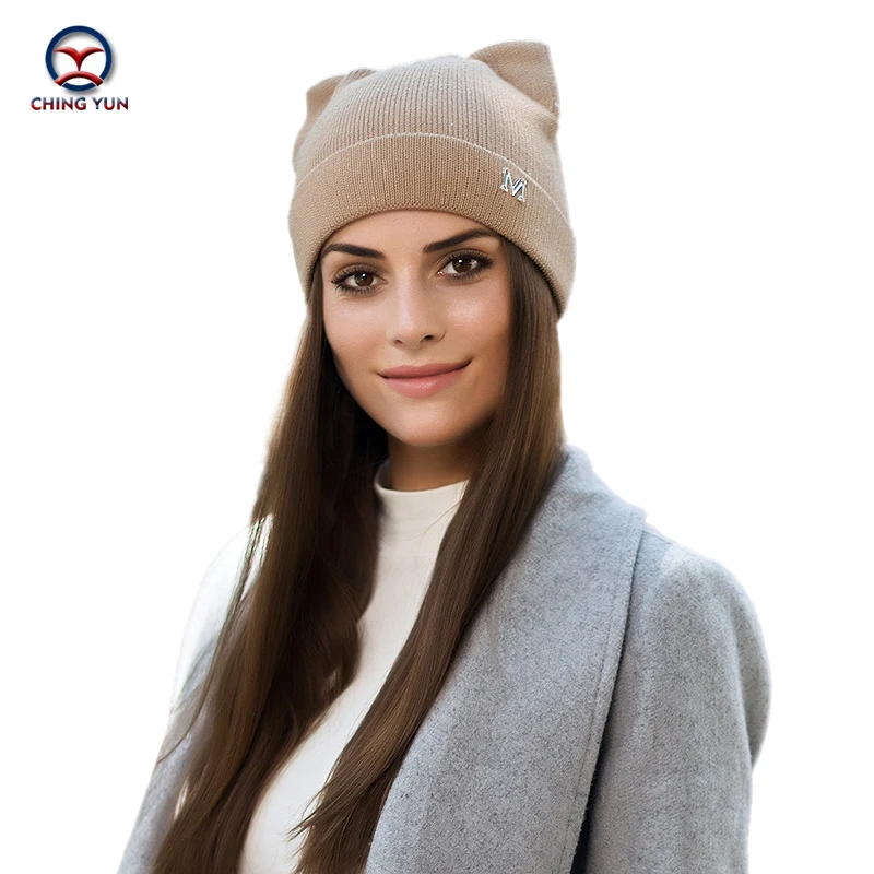 

2020 winter autumn Ladies hat cat ear knitted hat fashion casual warm versatile ear protection With logo High Quality women cap