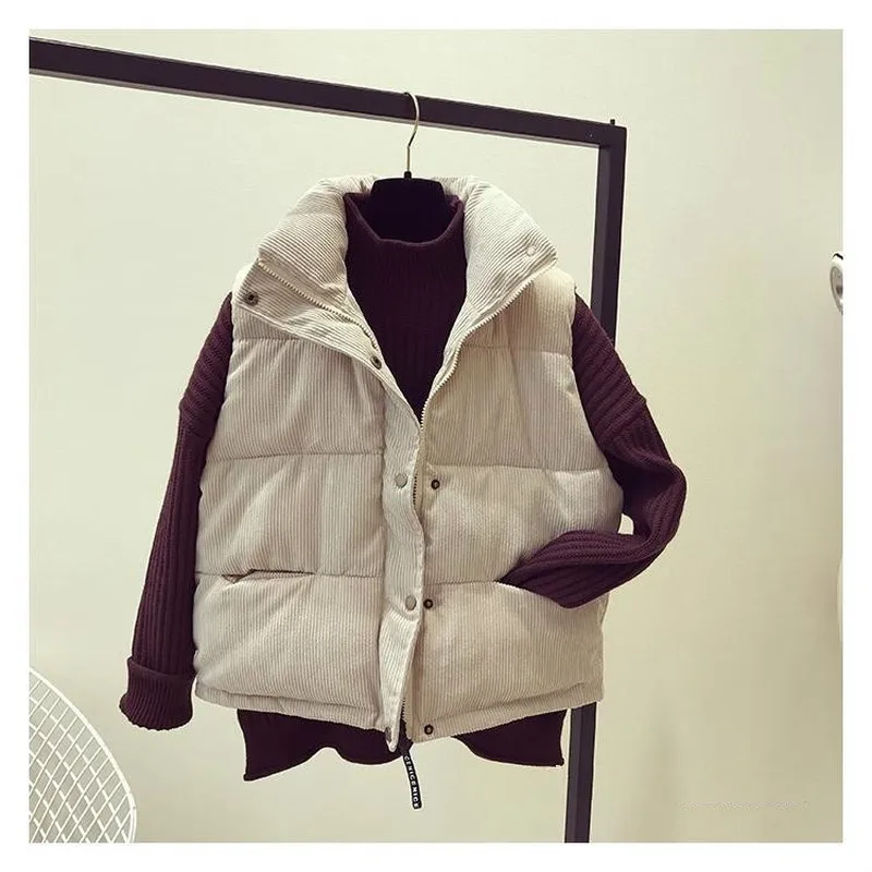 2023 gilet senza maniche da donna inverno caldo 2XL giacca in cotone di velluto a coste gilet senza maniche da donna semplice Veats