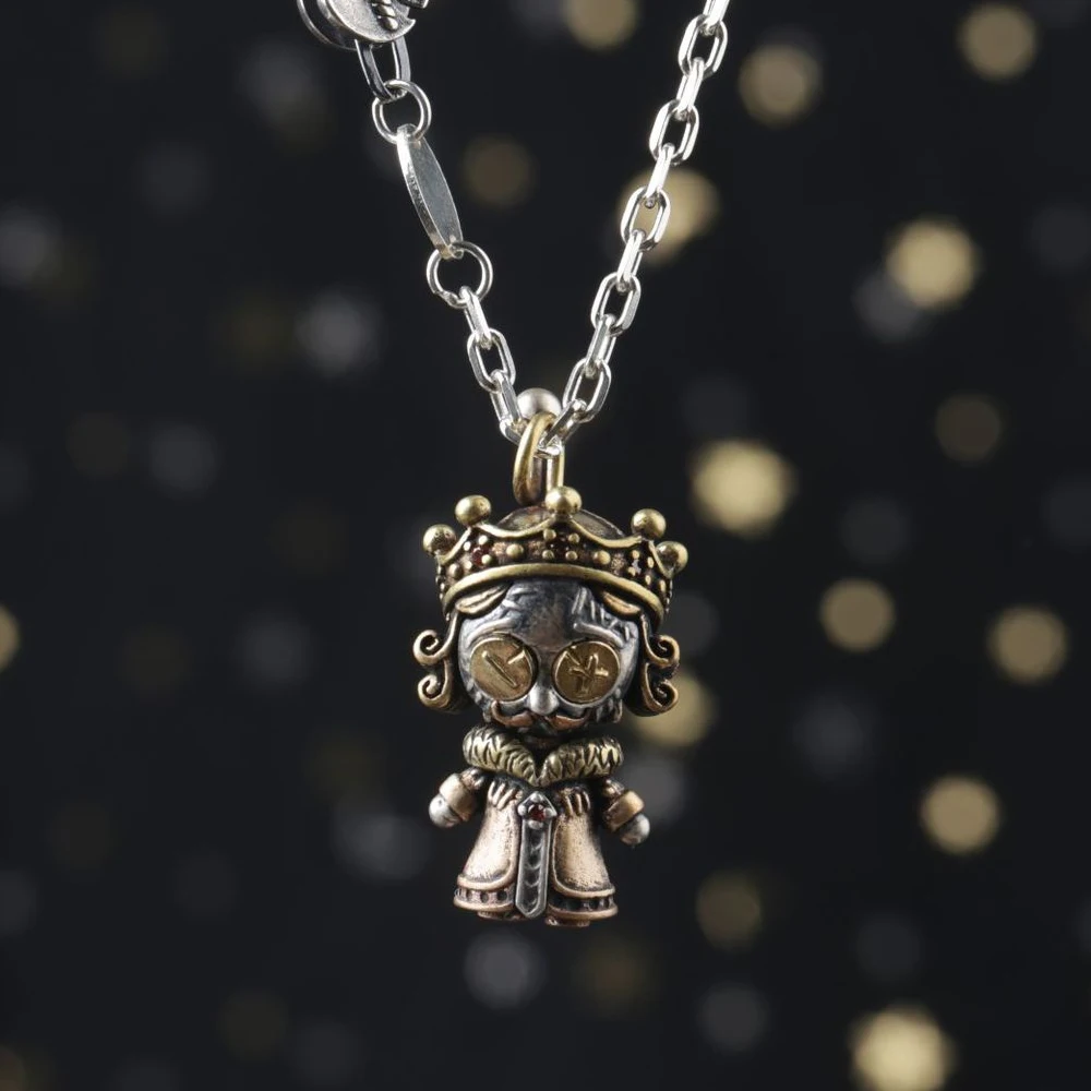 BOTOHO New Solid S925 Silver Jewelry Cartoon Doll Pendant Retro King Doll Fashion Woman Pendant Indian Witch Funny Doll Jewelry