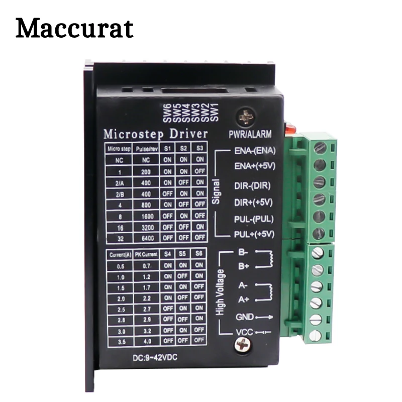 

Maccurat TB6600 4.0A 42VDC Stepper Motor Drive Nema 42/57/86 Nema17 4A DC9-40V 1 axis Upgraded Version CNC Engraving Machine