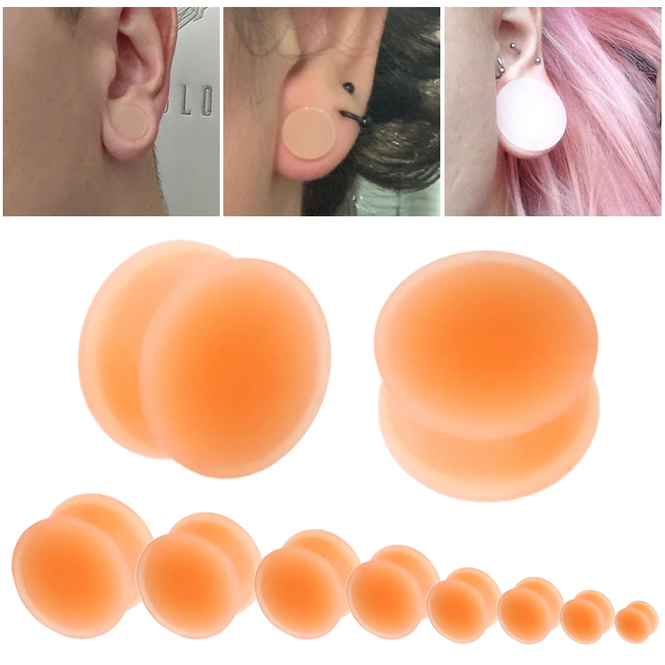 

2Pcs Skin Silicone Ear Plugs and Tunnels Flexible Lobe Piercings Earring Ear Gauges Stretchers Expanders Body Jewelry