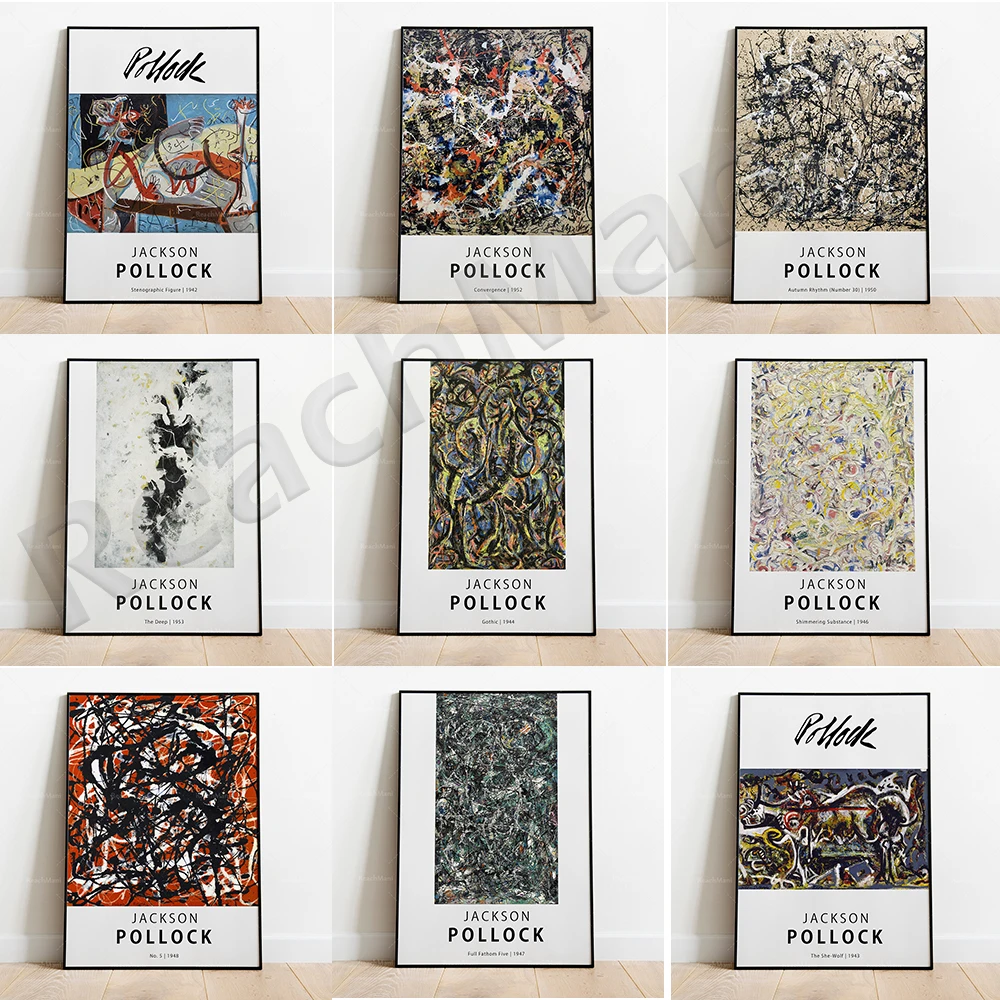 

Famous Jackson Pollock abstract artwork poster graffiti canvas painting prints wall pictures for living room home decoration