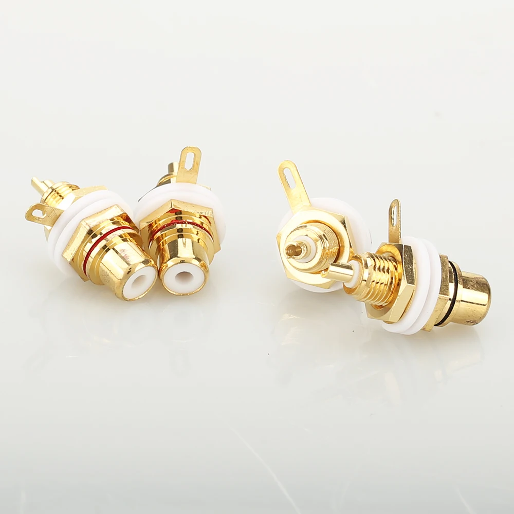 8Pcs ชุบทอง RCA หญิงแจ็คเครื่องขยายเสียงลำโพงขั้วเชื่อมต่อ