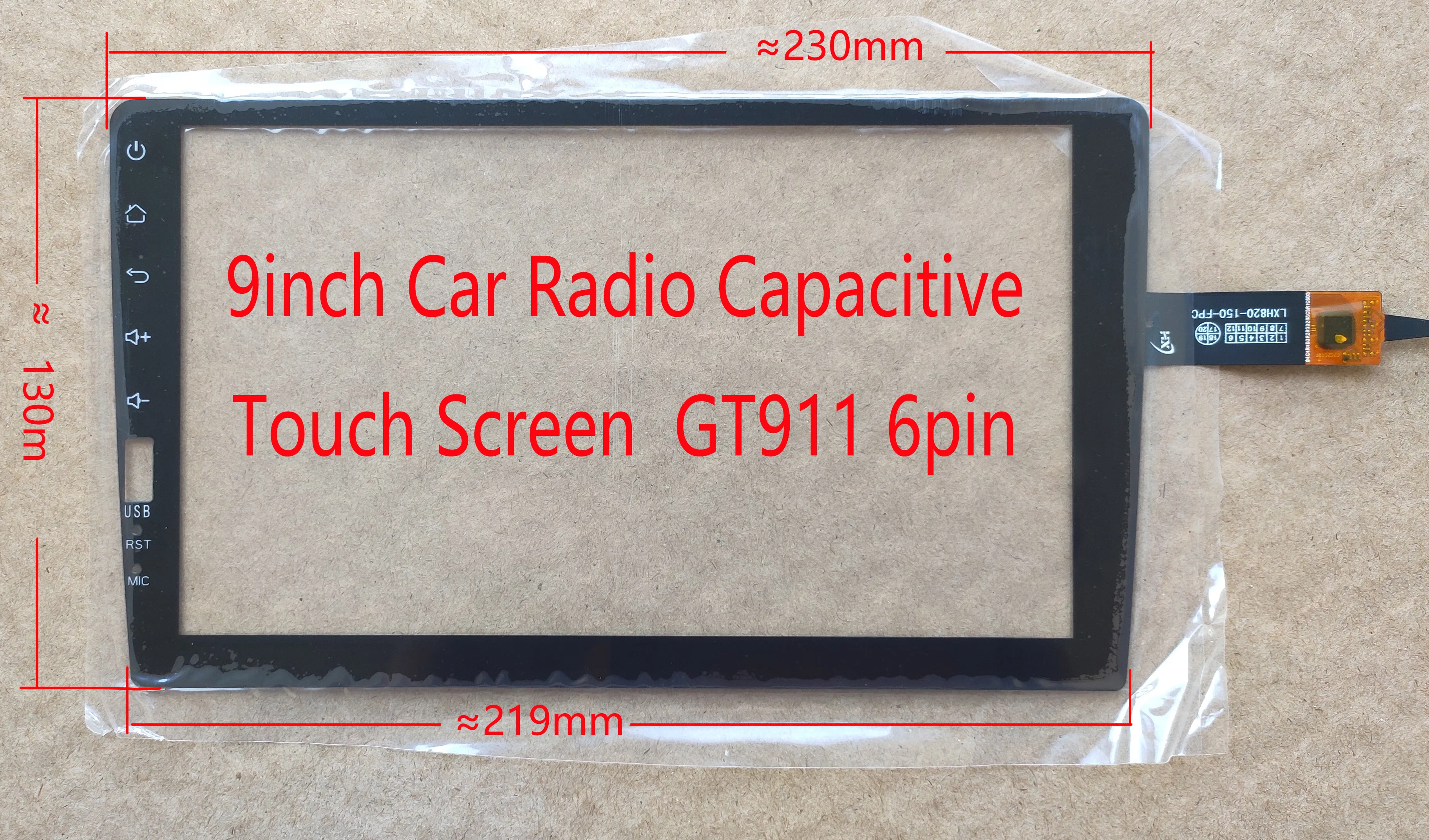 

9inch Car Radio/PC Capacitive Touch Screen Sensor Digitizer229*130mm GT911 6pin LX820-150-FPC