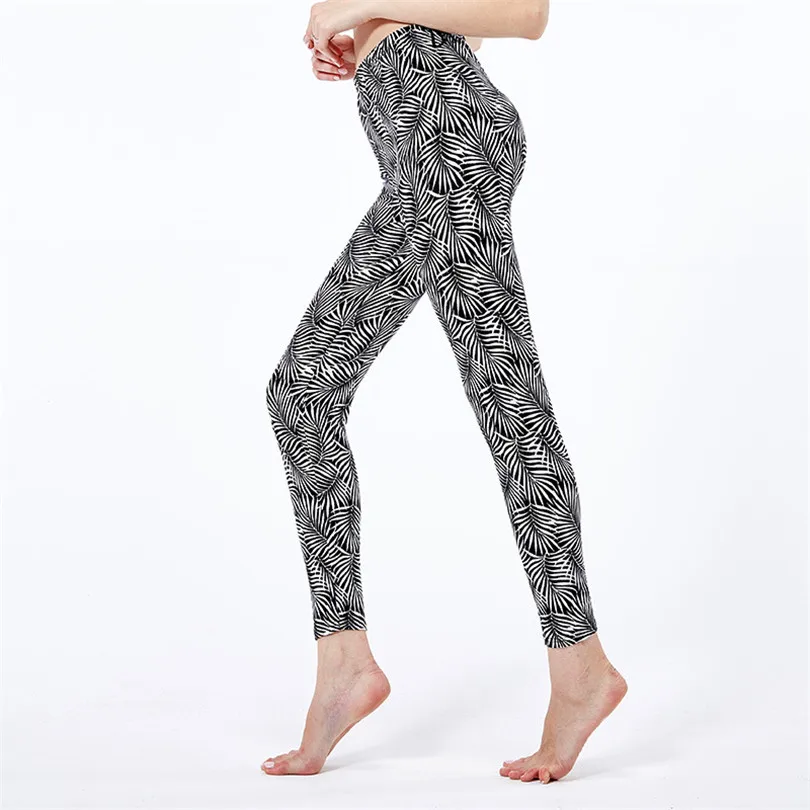 Ljcuiyao Casual Leggings Broek Mode Leggings Casual Hoge Elastische Print Sporting Workout Athletic Zwart Wit Strepen Broek