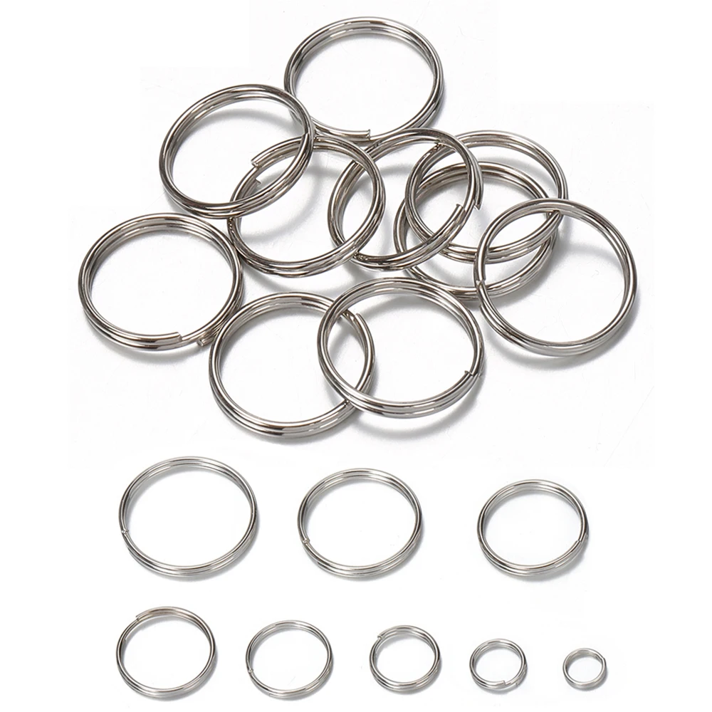 50 stücke Schlüssel Halter Offenen Jump Ringe Split Ringe Doppel Loops Kreis 6mm-20mm für DIY Schmuck, der Keychain Stecker Zubehör