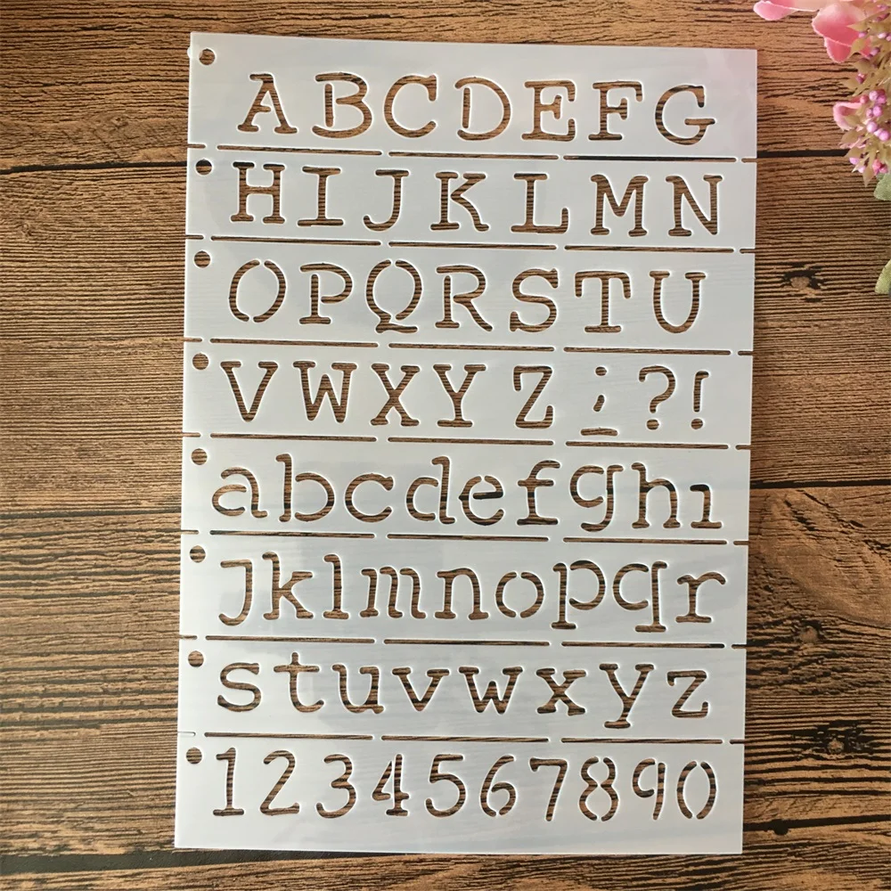 A5 21cm litery alfabetu szablony do nakładania warstw malowanie księga gości kolorowanie tłoczenie Album dekoracyjny szablon