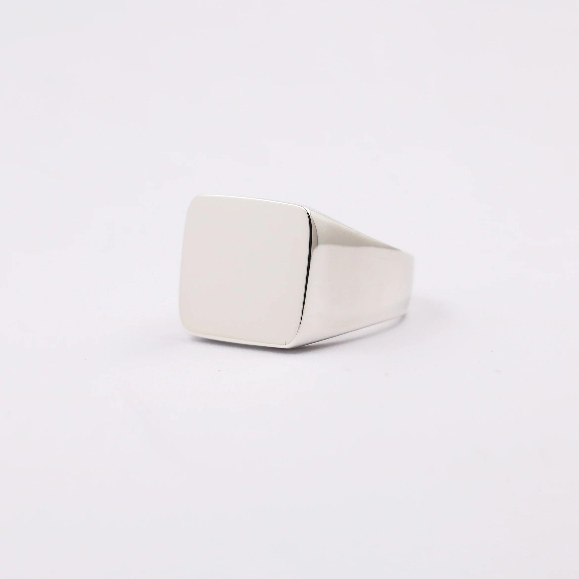 Custom Engraved Sterling Silver Square Signet Ring For Men