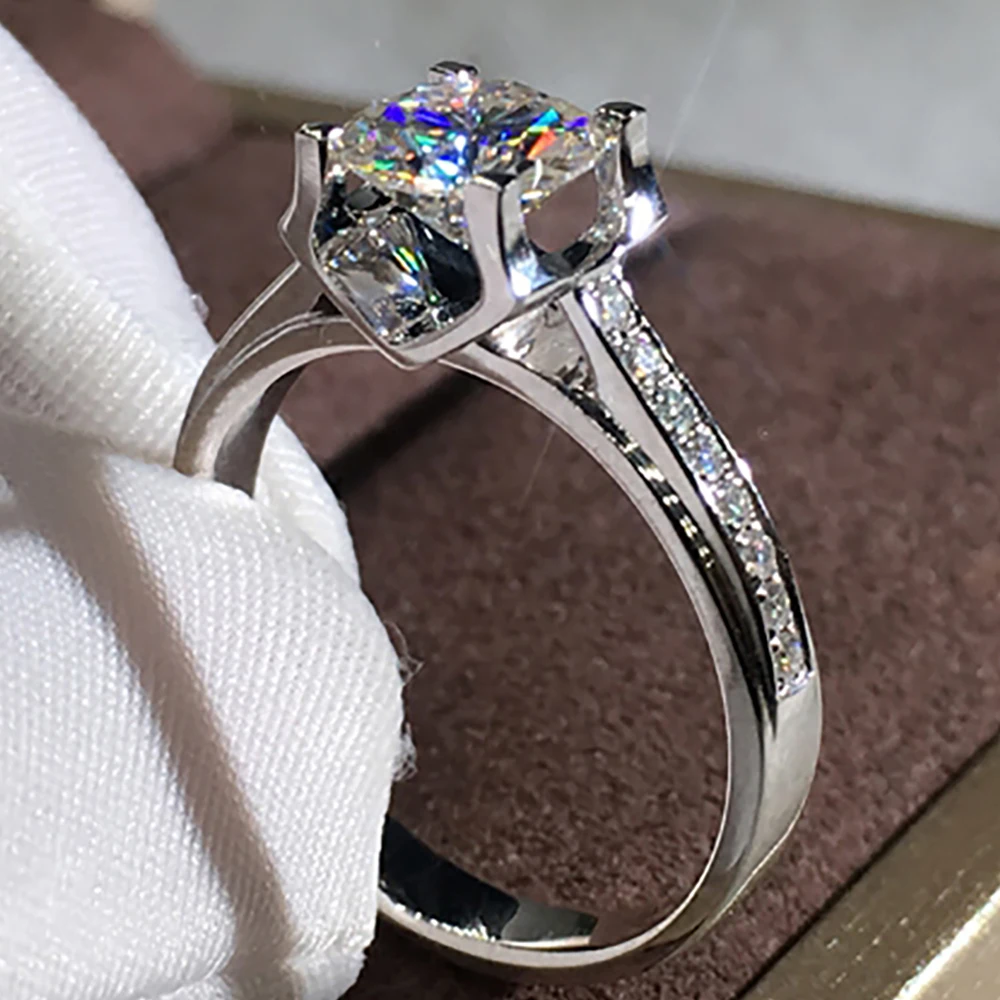 

Custom Solid 10K Au417 White Gold Ring Women Wedding Party Engagement Ring 1 2 3 4 5 Ct Round Moissanite Diamond Ring Trendy