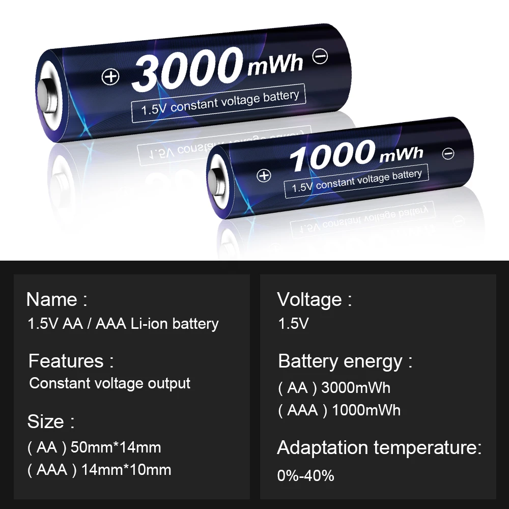 AJNWNM 3000mWh 1.5V AA akumulatory + 1000mWh 1.5V AAA akumulator litowo-jonowy AA akumulator AAA na aparat zabawka