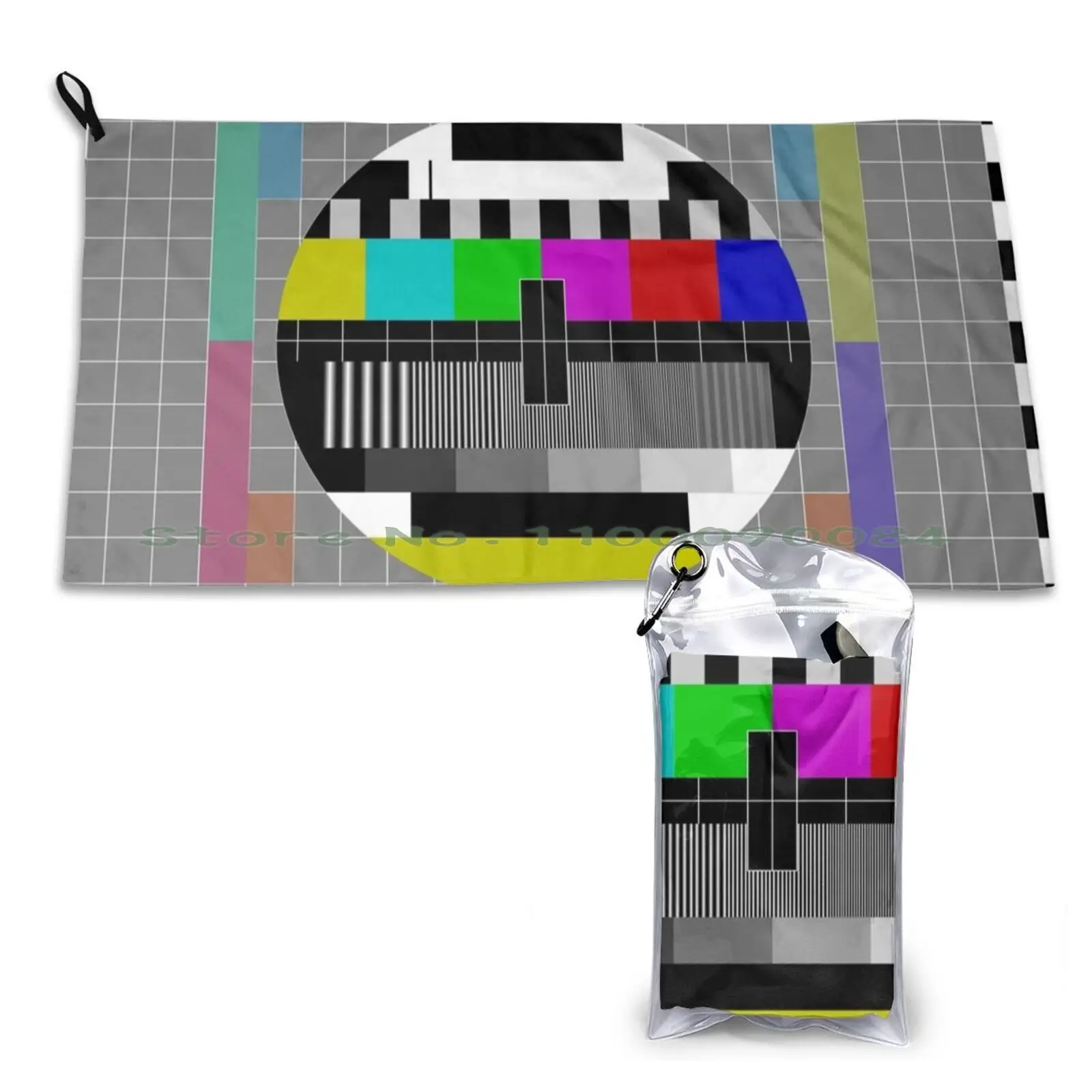 Tv Test Card Pattern Design Quick Dry Towel Gym Sports Bath Portable Tv Program Background Pattern Tv Color Test Please Stand